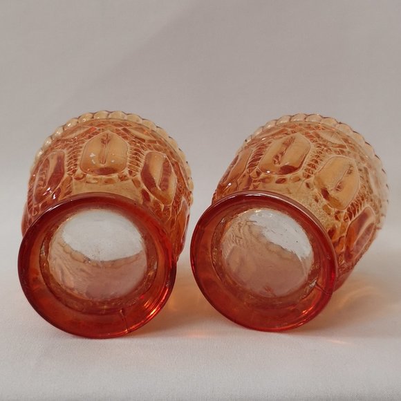 Set of Two Vintage Flash Colour Amberina Glass Candle Holders Minimal Paint Loss - Picture 4 of 4